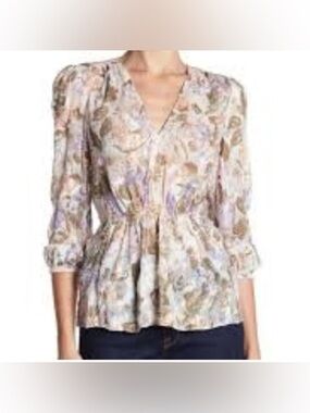 Rebecca Taylor Lavender Penelope Floral Blouse, silk cotton blend, medium (6)